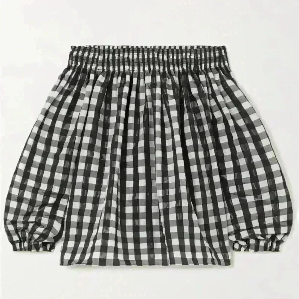 Vintage Alaïa Paris Gingham Peasant Blouse –  Smocked Checkered Top  NWT